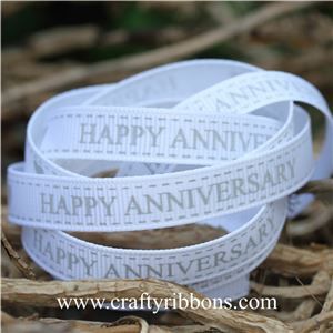 Wedding Owl Ribbon - Anniversary White